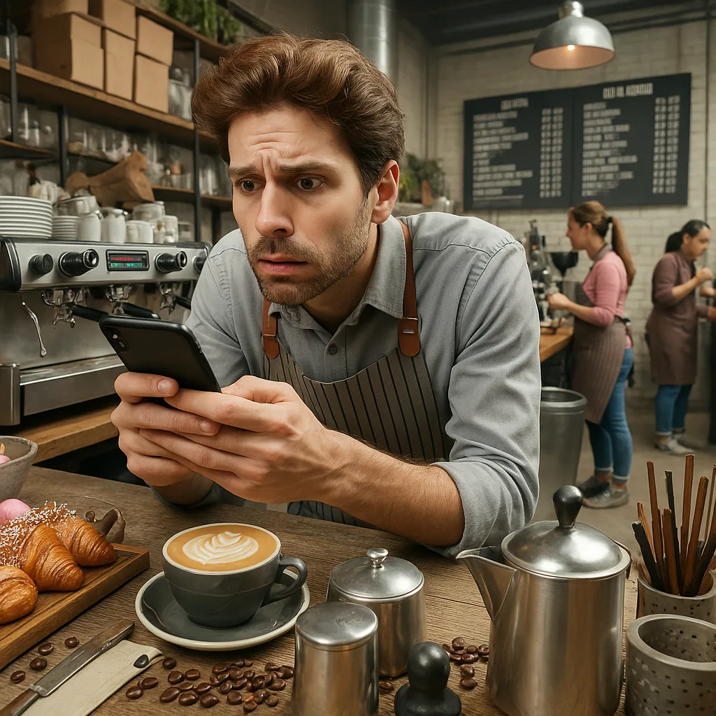 Worried cafe owner